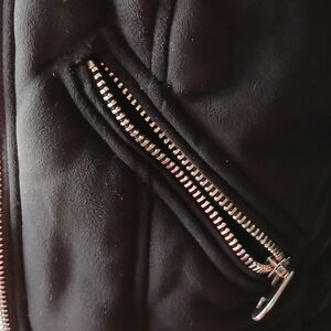 Zara Black Faux Fur And Suede Jacket